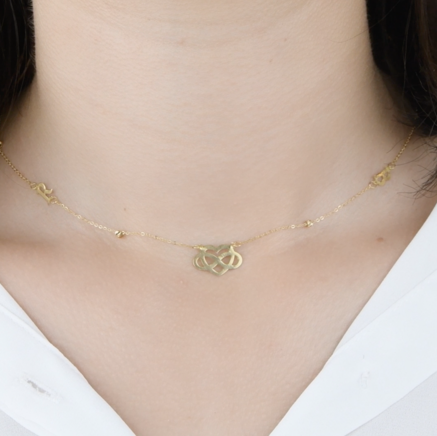 Collier En Or 18k - Amour infini Avec lettres