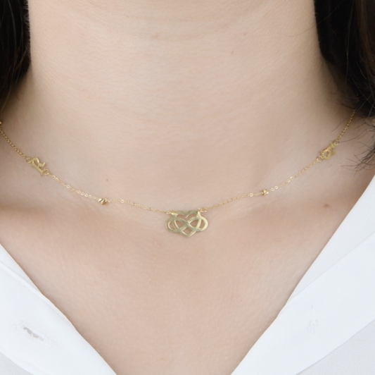 Collier En Or 18k - Amour infini Avec lettres