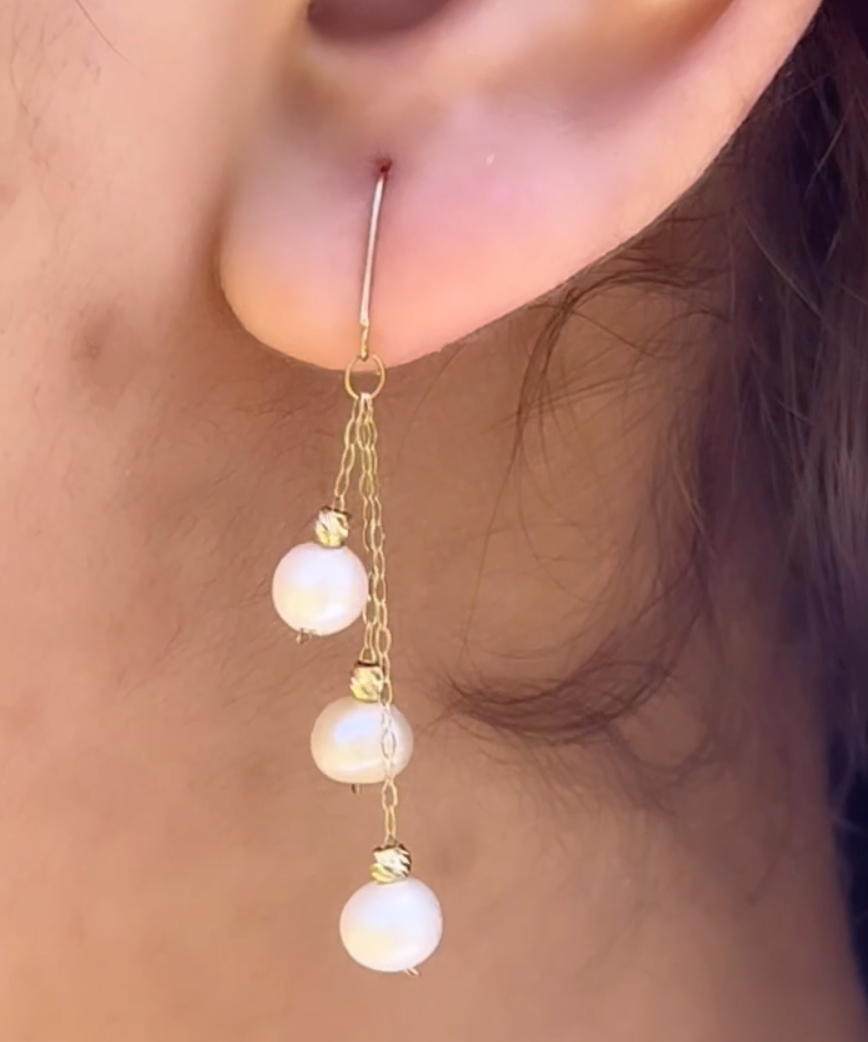 Boucles D'oreilles en Or 18k avec Trois Johar Naturelles